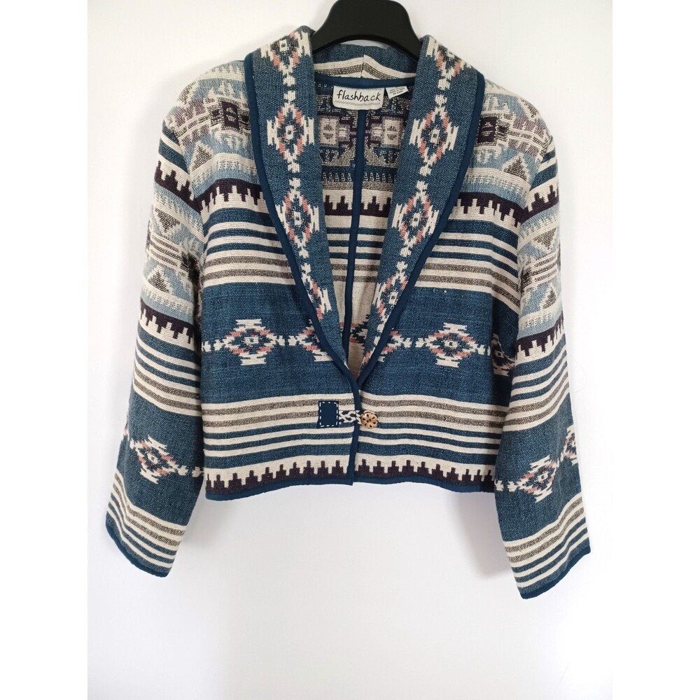 Vintage Flashback Jacket‎ Medium Southwestern Aztec Tapestry Bolero Boho 90's